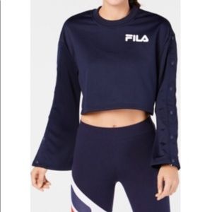 Fila Flared Snap-Sleeve Cropped Sweatshirt